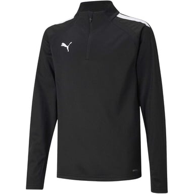 Puma - "TeamLIGA" Fleece-Oberteil für Kinder, mit kurzem Reißverschluss (Schwarz)