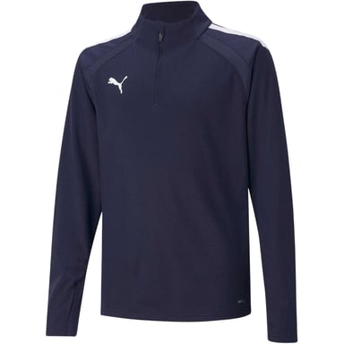 Puma - "TeamLIGA" Fleece-Oberteil für Kinder, mit kurzem Reißverschluss (Marine)