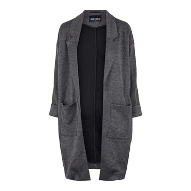 Pieces - Mantel für Damen, Hals Kerbe, leger (Dunkelgrau)