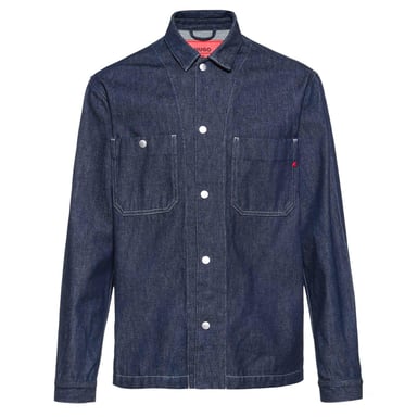 Hugo Boss - "X Replay" Hemdjacke für Herren, Denim, Übergroß (Dunkle Waschung)