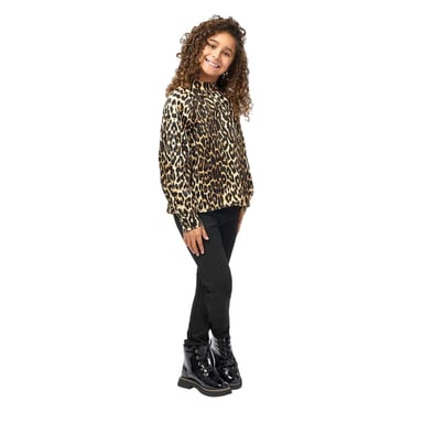 Biba - Bluse für Mädchen, Ballonärmel (Braun/Schwarz)