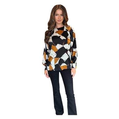 AX Paris - Bluse für Damen, Polyester (Schwarz/Weiß/Braun)