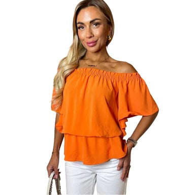 AX Paris - Schulterfreies Top für Damen, Kräuselsaum (Orange)