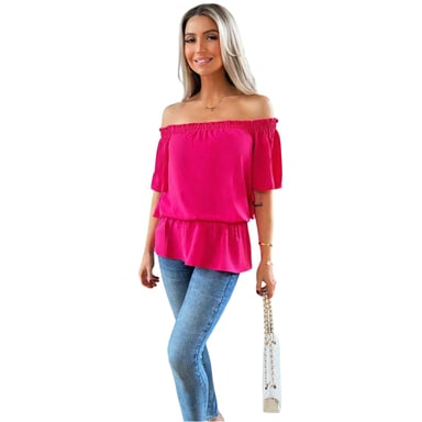 AX Paris - Schulterfreies Top für Damen, Kräuselsaum (Leuchtend Pink)