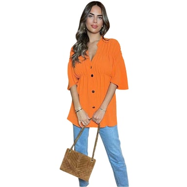 AX Paris - Kittel-Oberteil für Damen, V-Ausschnitt (Orange)