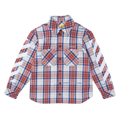 Off White - Hemd für Damen, Flanell (Rot/Blau/Weiß)