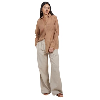 Brave Soul - Hemd für Damen, Mit Kragen, Langärmlig (Beige)