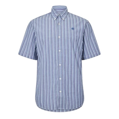 Timberland - Button-Down-Hemd für Herren, kurzärmlig (Dunkles Jeansblau)