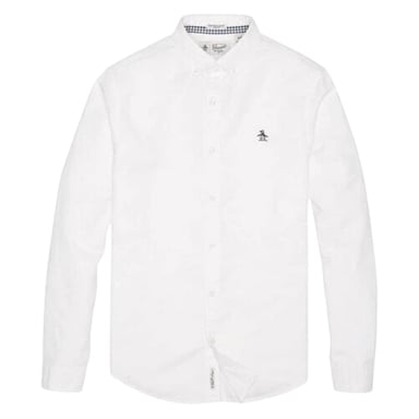 Original Penguin Herren Sticker Pete EcoVero Langarmshirt (Helles Weiß)