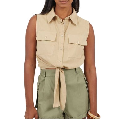 Brave Soul - Kurzes Top für Damen, Gebundener Saum, Ärmellos (Sand)