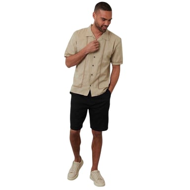 Threadbare - Bowlinghemd für Herren, Mit Kragen, kurzärmlig (Steinfarben)