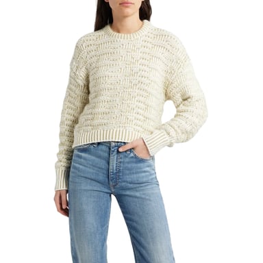 Boss - Pullover Top für Damen, Gerippter Kragen, Jerseyware, Langärmlig (Naturweiß)