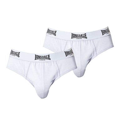 Lonsdale - Slips für Herren, Kontrastfarbener Bund (2er-Pack) (Weiß)