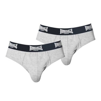 Lonsdale - Slips für Herren, Kontrastfarbener Bund (2er-Pack) (Grau)