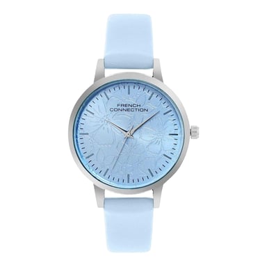 French Connection - "FCUK" Analoge Armbanduhr für Damen, Leder (Himmelblau)