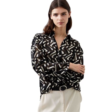 French Connection - "Diandra" Bluse für Damen, Langärmlig (Schwarz/Cremefarbe)