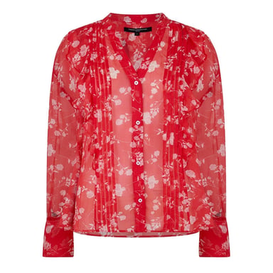 French Connection - "Alesndra" Bluse für Damen, V-Ausschnitt, Langärmlig (Cayenne-Rot)