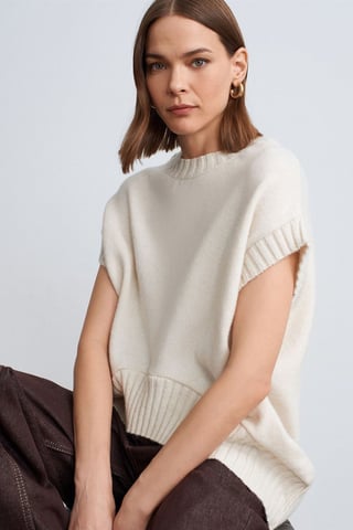 Übergroßer gerippter Strickpullover-Weste