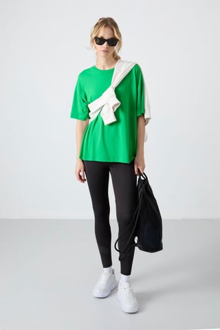 Oversized Baumwoll-Modal Rundhals-T-Shirt