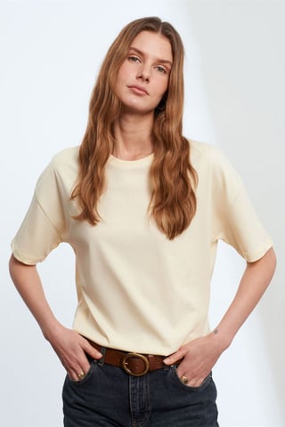 Damen Baumwoll Rundhalsausschnitt T-Shirt