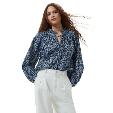 French Connection - Bluse für Damen, leger (Blaues Blumenmuster)