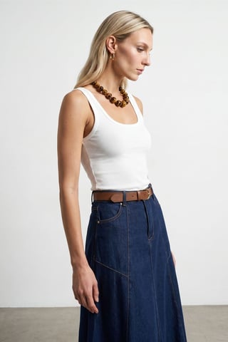 Slim Fit Ärmellose Jersey Cami Bluse