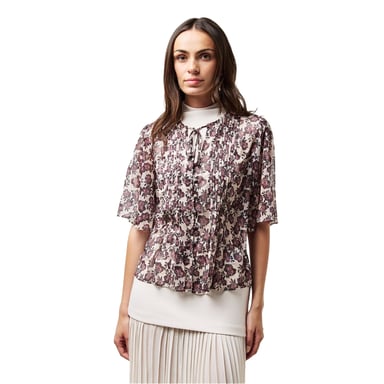 French Connection - Bluse für Damen, Krawatten-Kragen, Puffärmel (Hellrosa)