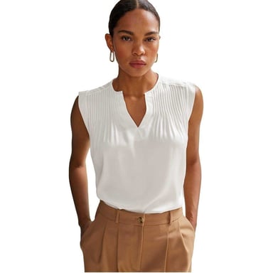 Boss - Bluse für Damen, Hals Kerbe, Regulär (Weiß)