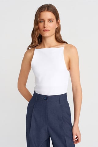 Dilvin Slim-Fit Halterneck-Jerseytop - Weiß