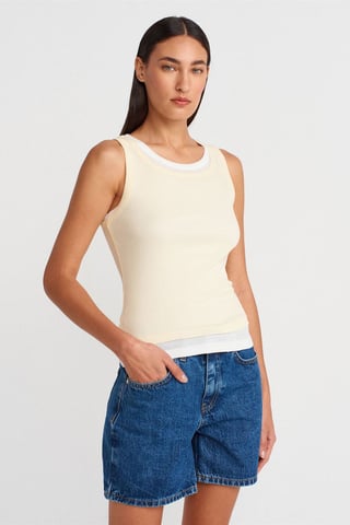 Rippstrick-Baumwoll-Ärmellose Cami-Bluse