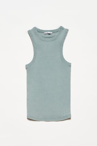 Ärmellose Rippstrickbluse