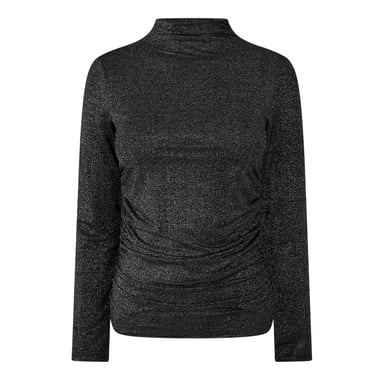 Pieces - Bluse für Damen, Stehkragen, Schmal, kurzärmlig (Schwarz)