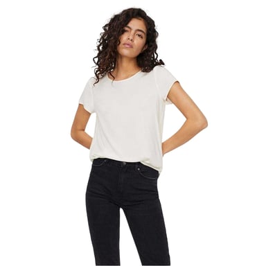 Vero Moda - Bluse für Damen, Rundhalsausschnitt, kurzärmlig (Schneeweiß (Farbe))