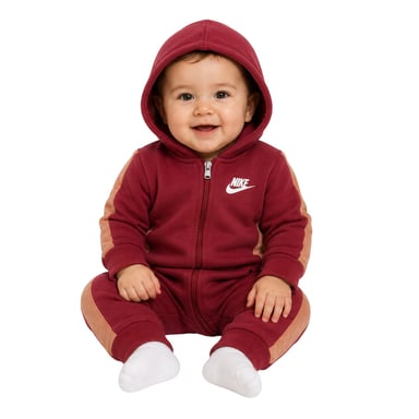 Nike - Overall für Baby, mit Kapuze, Polyester-Baumwollmischgewebe (Rot)