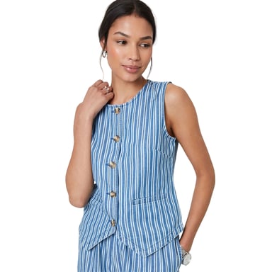 Threadbare - "Fifi" Weste für Damen, Denim, Ärmellos (Mittelblau)