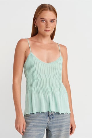 Rippensatin Ärmellose V-Ausschnitt Bluse