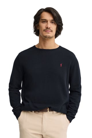 Pullover marineblau mit Rundkragen und Rigby Go Logo