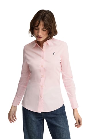 Hemd aus Popeline rosa im Slim Fit mit Rigby Go Stickerei