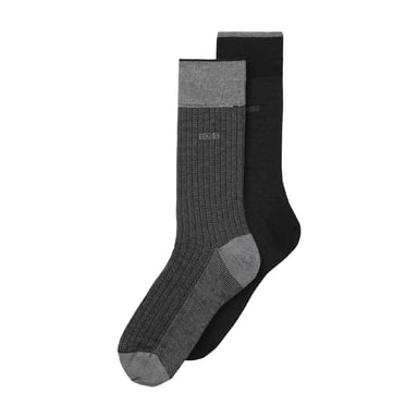 Boss - Socken für Herren, Mercerisierte Baumwolle (2er-Pack) (Schwarz/Grau)