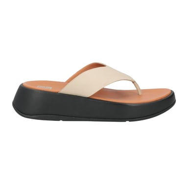 FitFlop - "F-Mode Luxe" Sandalen für Damen, Leder, flach geformter Absatz (Beige)