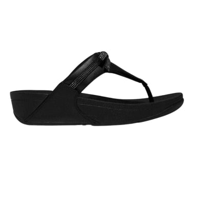 FitFlop - "Lulu" Glitzer Schleife Sandalen für Damen, Leder, Zehentrenner, Keilabsatz (Schwarz)