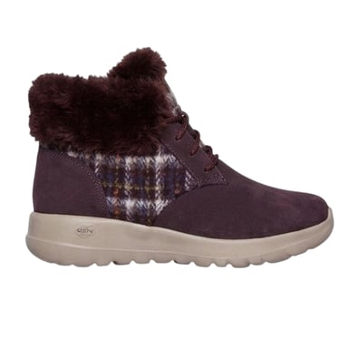 Skechers - "Go Joy" Karo Sneaker für Damen, Wildleder (Burgunderrot)