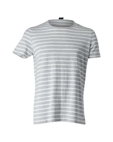 Hugo Boss Tessler Slim-Fit Streifen-T-Shirt aus weißem und hellblauem Baumwolljersey