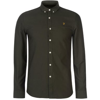 Farah - Button-Down-Hemd für Herren, Oxford-Stil, Langärmlig (Dunkelgrün)