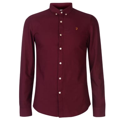 Farah - Button-Down-Hemd für Herren, Oxford-Stil, Langärmlig (Burgunderrot)