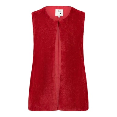 Yumi - Weste für Damen, Kunstfell, Ärmellos (Rot)