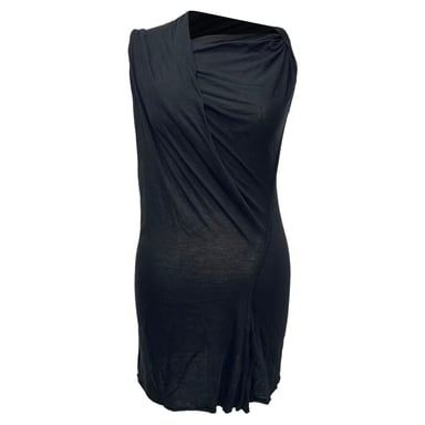 Rick Owens Lilies Top mit gekreuztem Drapé vorne aus schwarzer Baumwolle