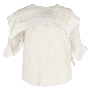 Chloé gestreifte Bluse mit Overlay-Muster aus weißer Seide