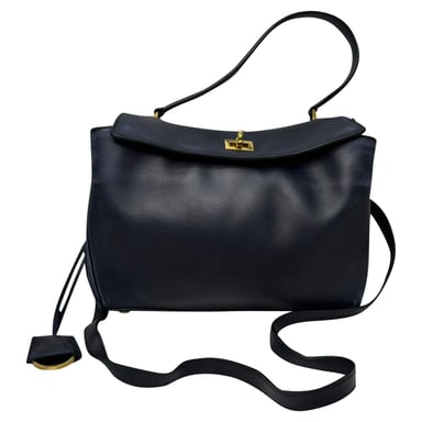 Balenciaga Rodeo kleine Schultertasche aus marineblauem Leder