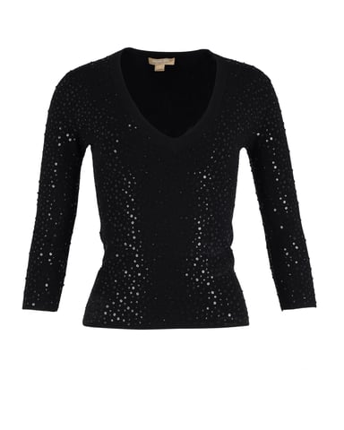 Paillettenbesetzter Pullover aus schwarzer Viskose von Michael Kors Collection